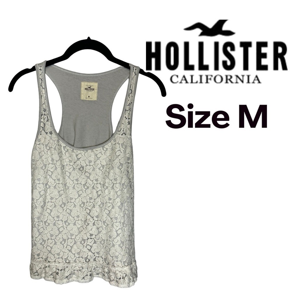 Hollister Lace Racerback Tank Top Women's M Y2K Boho Layered